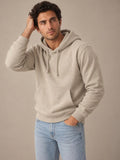 Sudadera Cotton Blue 600105 beige, detalle de capucha y bolsillo canguro | Almogávar Moda
