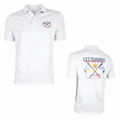 Polo blanco vintage ivory para hombre de moda masculina premium con bordados decorativos en pecho y espalda, tejido 100% algodón y elastano, cómodo y elegante.