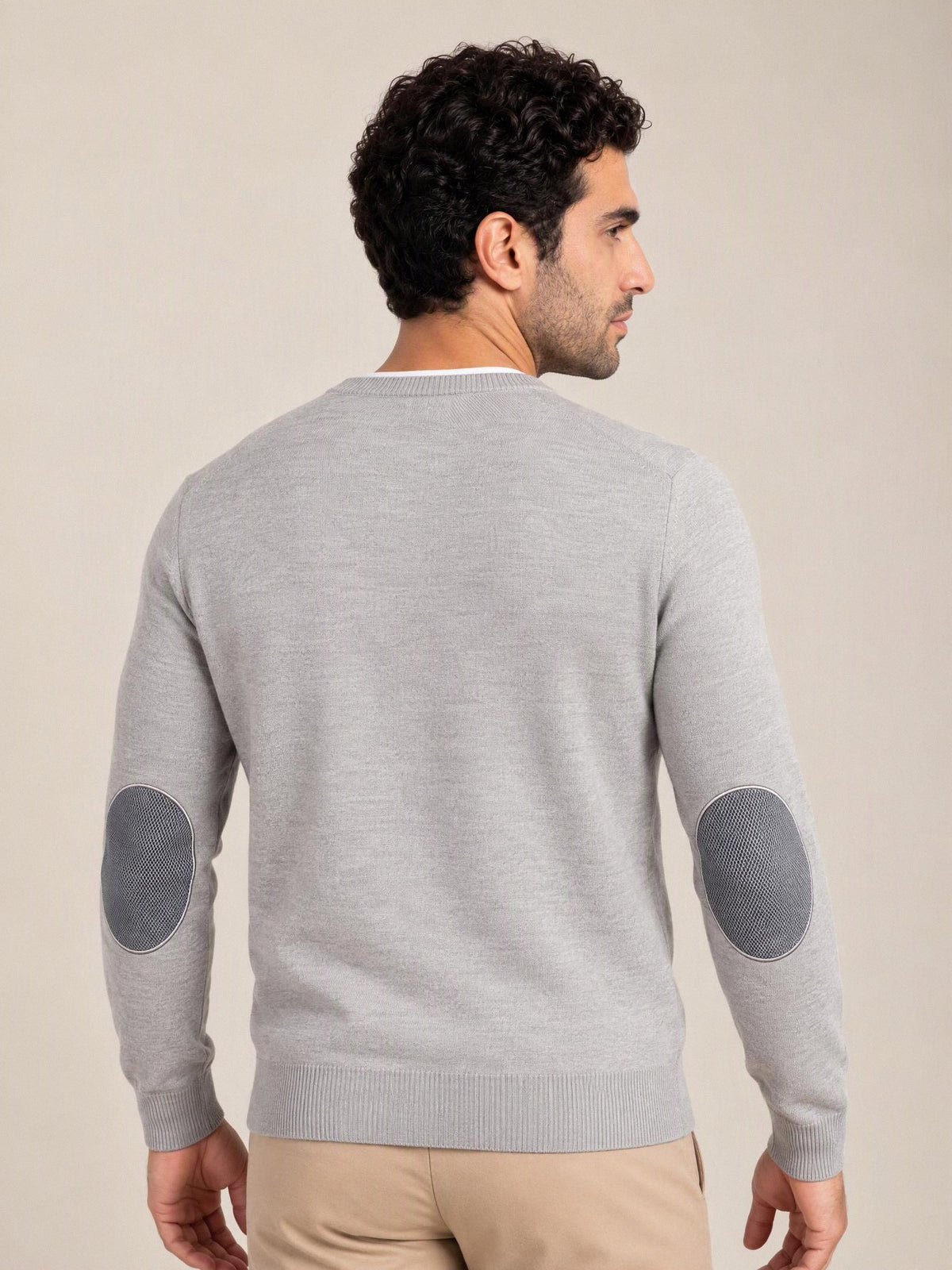 Jersey coderas La Española gris azulado 10919, vista trasera con coderas | Almogávar Moda