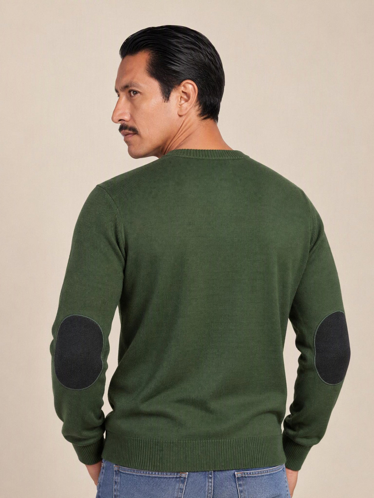 Jersey coderas La Española verde bosque 10919, vista trasera con coderas | Almogávar Moda