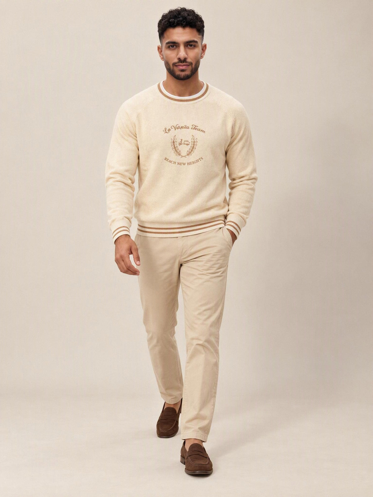 Jersey La Vespita beige 51053, look completo | Almogávar Moda