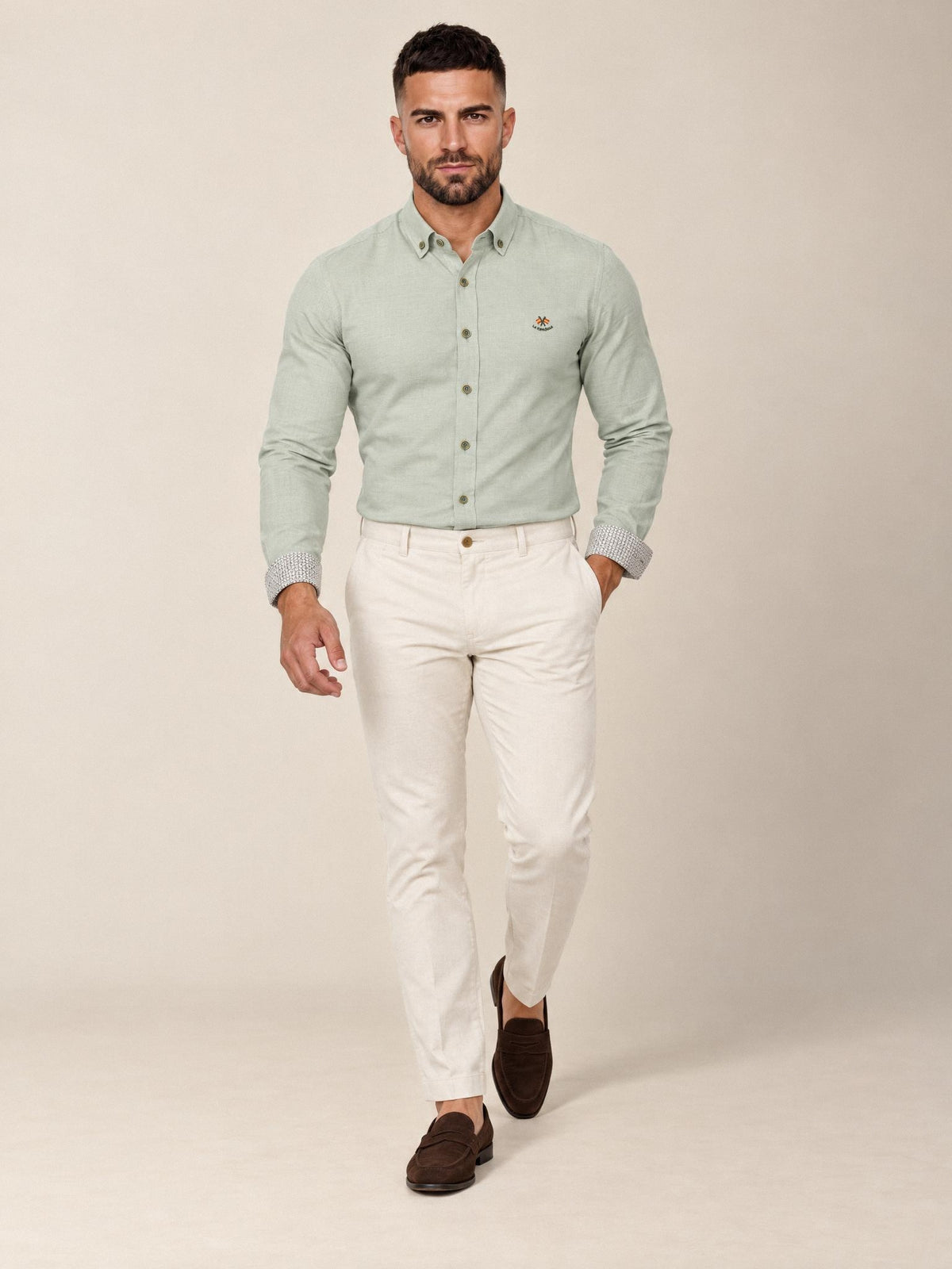 Camisa La Española verde salvia 5/6431, look completo | Almogávar Moda