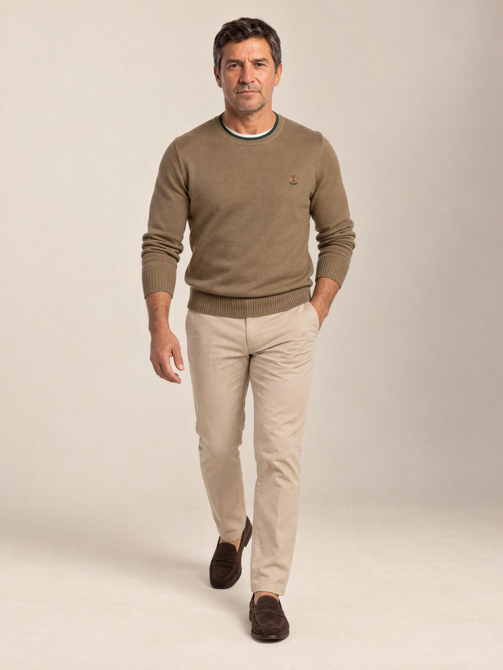 Jersey La Española taupe 10917, look completo | Almogávar Moda