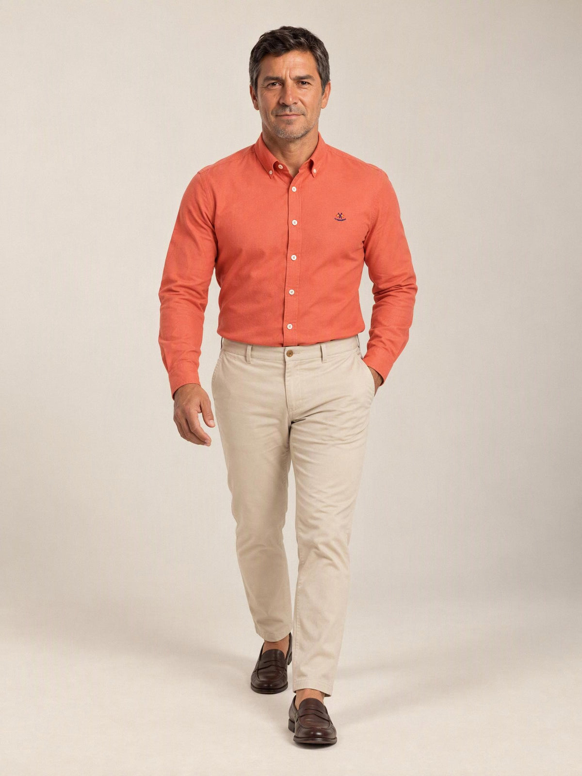 Camisa La Española naranja coral 5/6002, look completo | Almogávar Moda