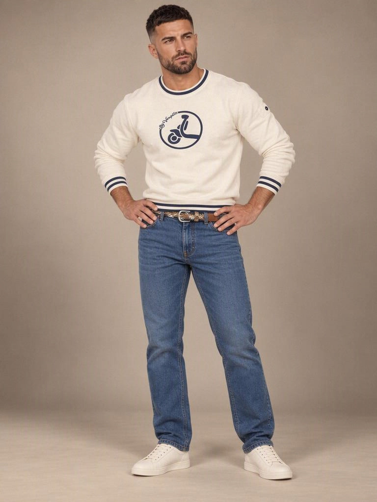 Sudadera Hombre La Vespita Blanco Roto y Marino — 51179