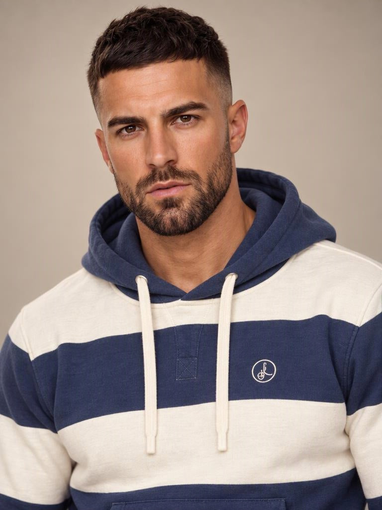 Sudadera Hombre La Vespita Rayas Marino y Crudo — 51178