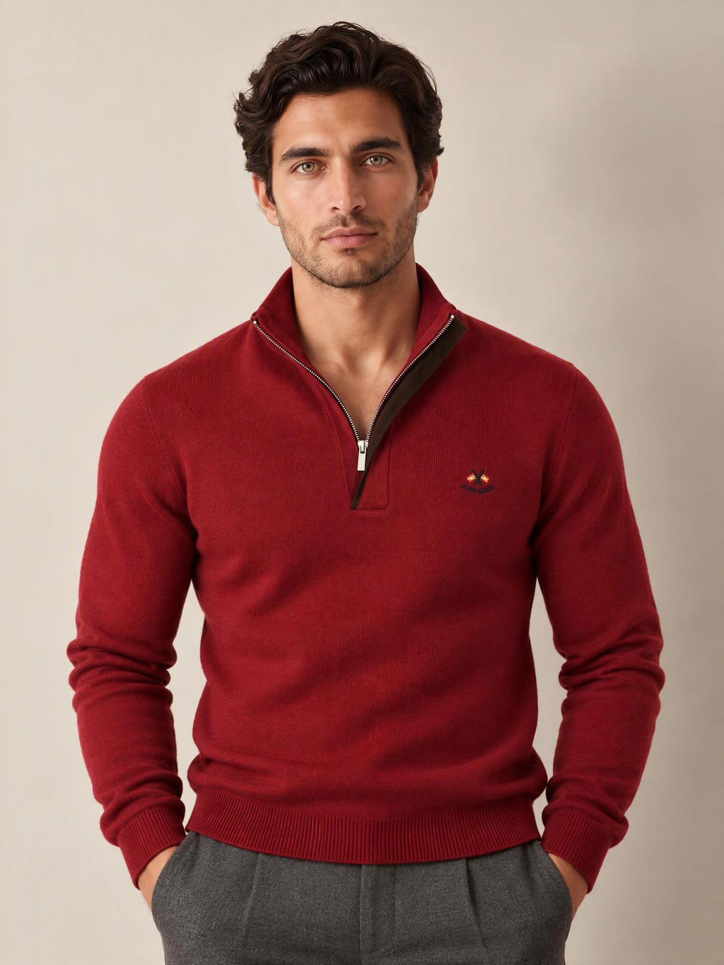 Jersey rojo La Española 11007 – vista frontal en modelo