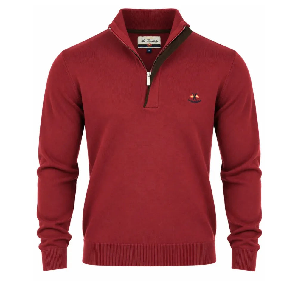Jersey La Española 11007 rojo con cuello polo y cremallera
