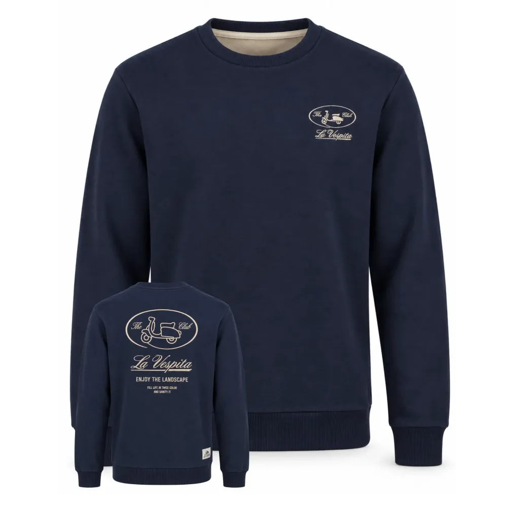 Sudadera La Vespita 51183 azul marino, delante y espalda