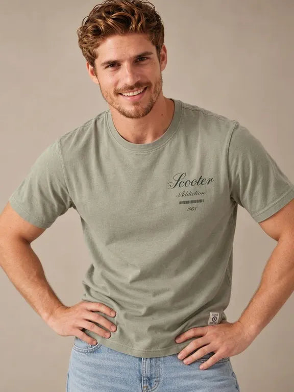 Camiseta Hombre Scooter Estampado Vintage Algodón Peinado | Almogávar Moda – vista 2