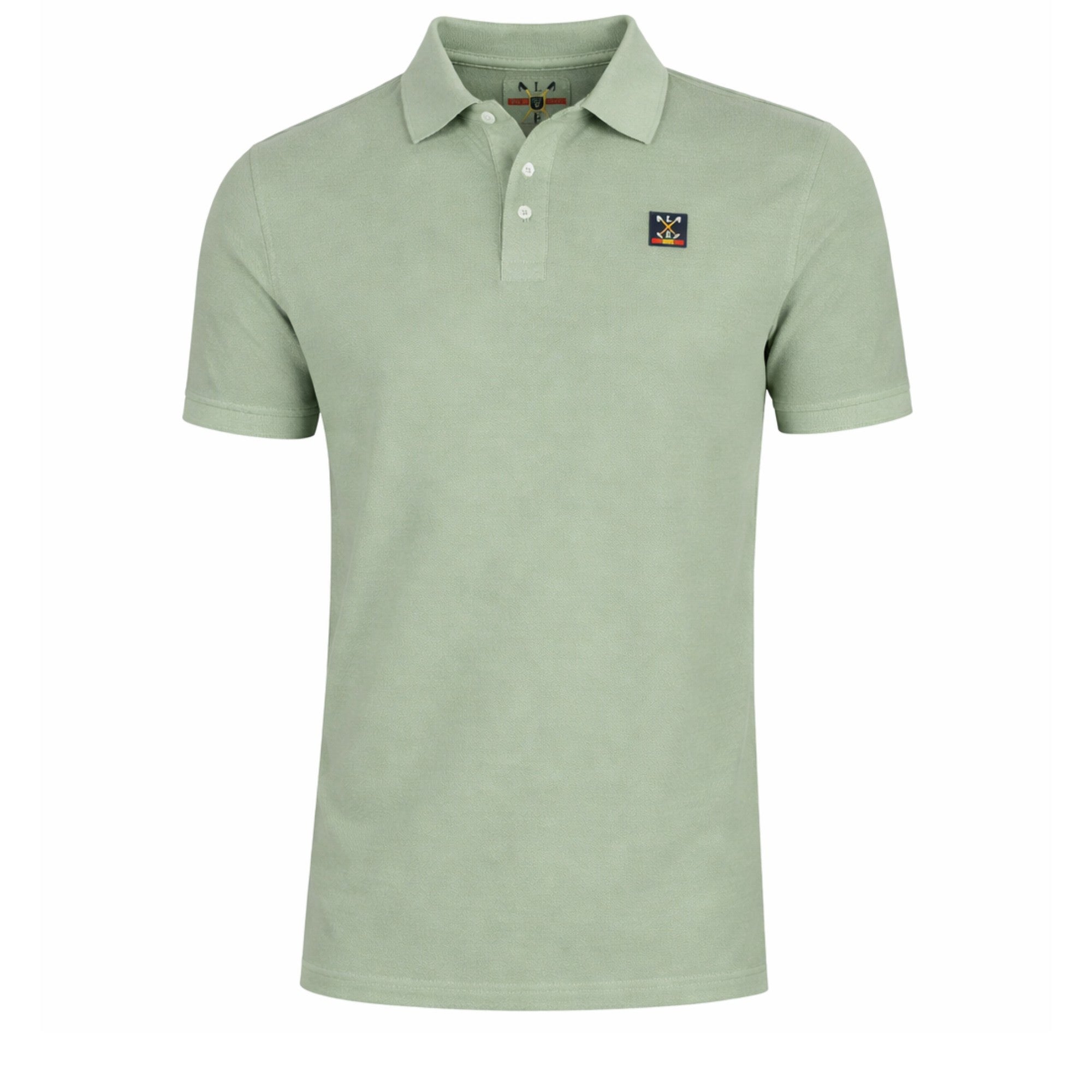 Polo hombre color verde pálido de manga corta con diseño clásico y tejido 100% algodón con elastano, ideal para moda masculina premium en ALMOGAVAR MODA.
