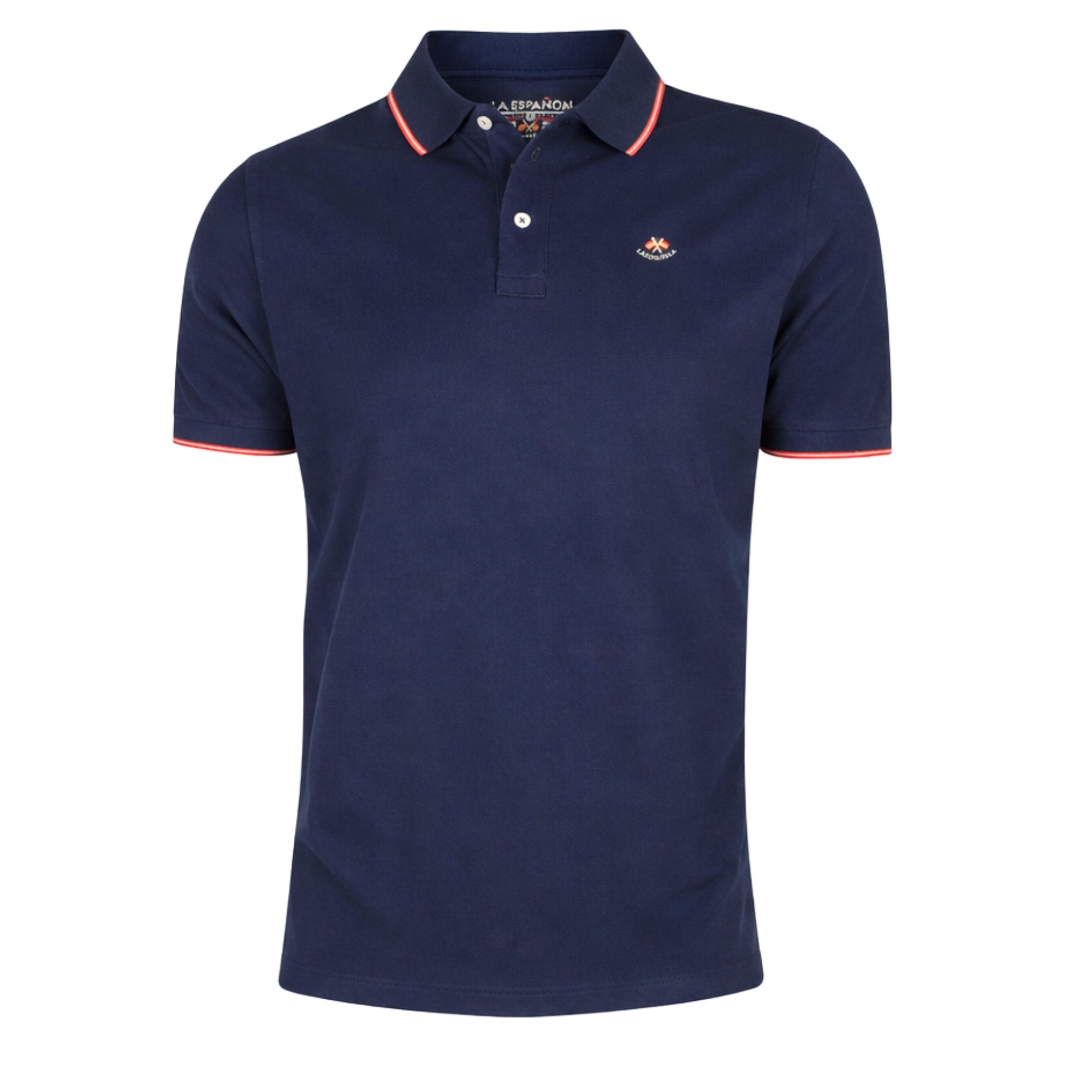 Polo azul marino para hombre de moda masculina premium, con detalles en contraste y tejido 100% algodón con elastano, disponible en varias tallas y colores.