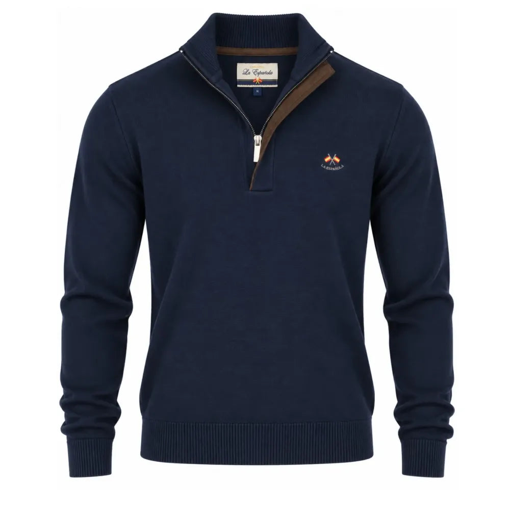 Jersey La Española 11007 azul marino con cuello polo y cremallera