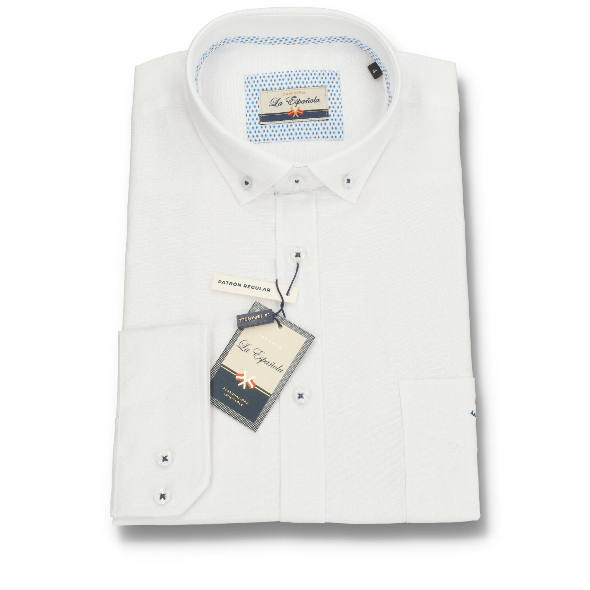 Camisa blanca vintage ivory para hombre de tejido 100% algodón con elastano, diseño clásico con cuello abotonado y bolsillo, parte de la moda masculina premium.