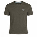 Camiseta de hombre en verde oscuro de algodón y elastano con cuello caja, diseño básico y logo pequeño bordado, ideal para moda masculina premium.