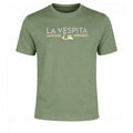 Camiseta verde de algodón con elastano para hombre, diseño de La Vespita con estampado de scooter y letras, ropa masculina de moda premium disponible en varias tallas.