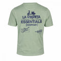 Camiseta verde pálido para hombre con estampado azul oscuro y diseño casual, en tejido 100% algodón con elastano, parte de la colección La Vespita.