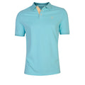 Polo hombre en algodón granito color azul turquesa con detalle interior en contraste y diseño de manga corta, ideal para moda masculina premium.